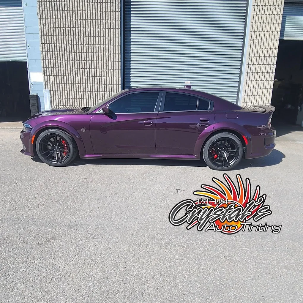 Purple Charger Hellcat with tinted windows