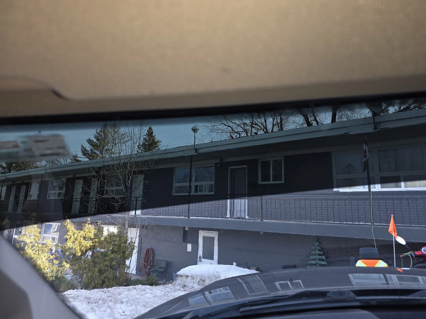 Interior view of a top sun strip tint