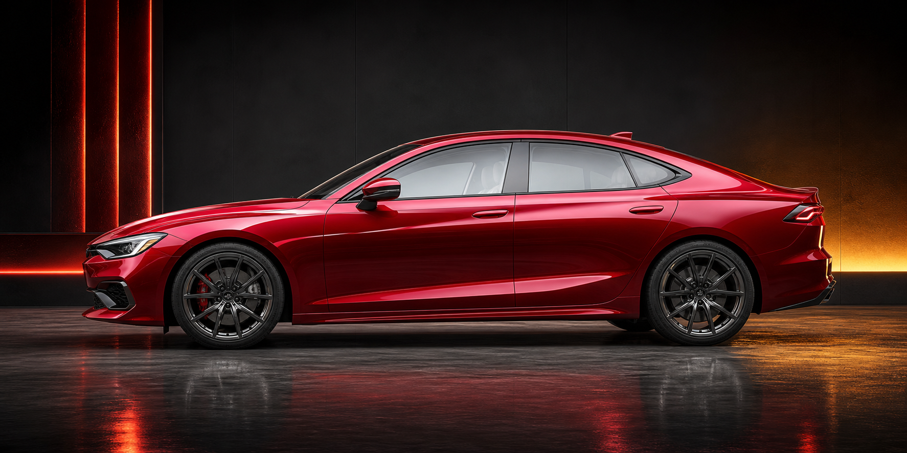 Red vehicle side profile for a window tint shade preview